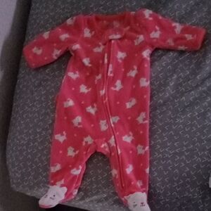 Pink Baby One Piece with Cute Animal Print